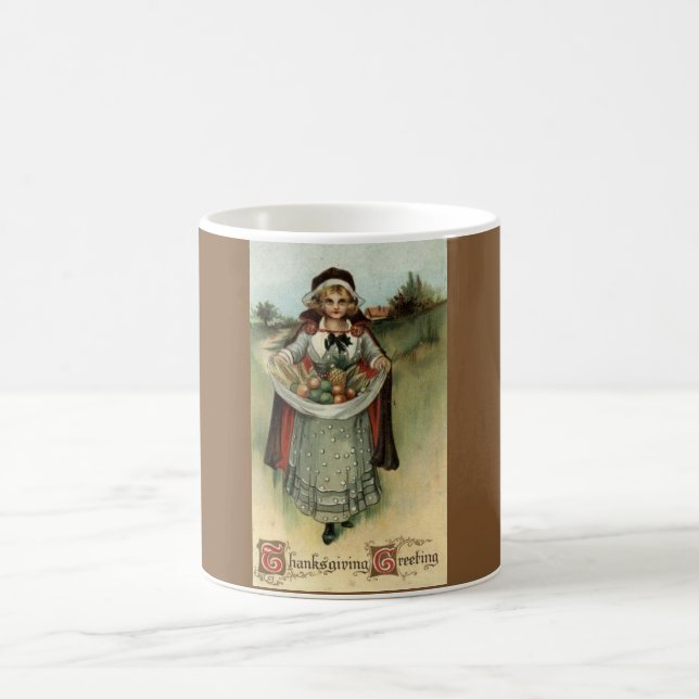 Holiday Pilgrim Woman Vintag Erntedank Tasse (Mittel)