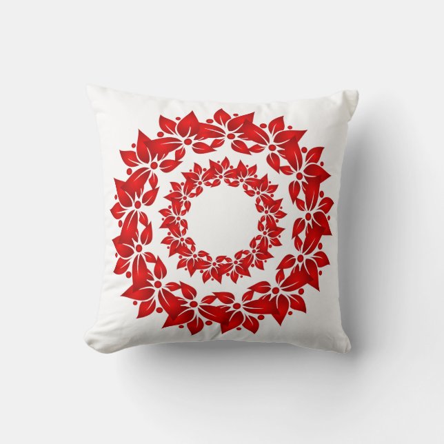 Holiday Pillow-Poinsettia Wreath Kissen (Vorderseite)