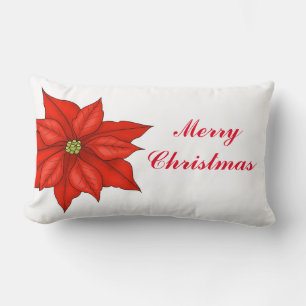 Holiday Pillow-Red Poinsettia Lendenkissen