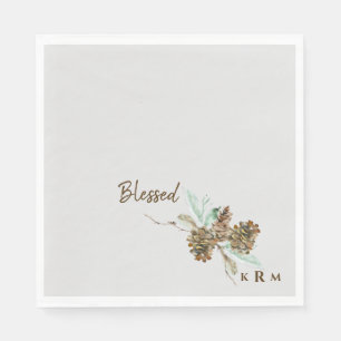 Holiday Pine Cone Folies Gesegnet Monogramm Serviette
