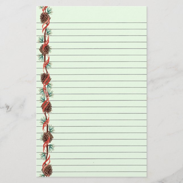 Holiday Pine Cone Lined Stationery Briefpapier (Vorderseite)