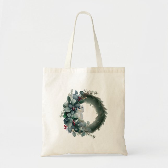 Holiday Pine und Eukalyptus Wreath Tragetasche (Vorne)