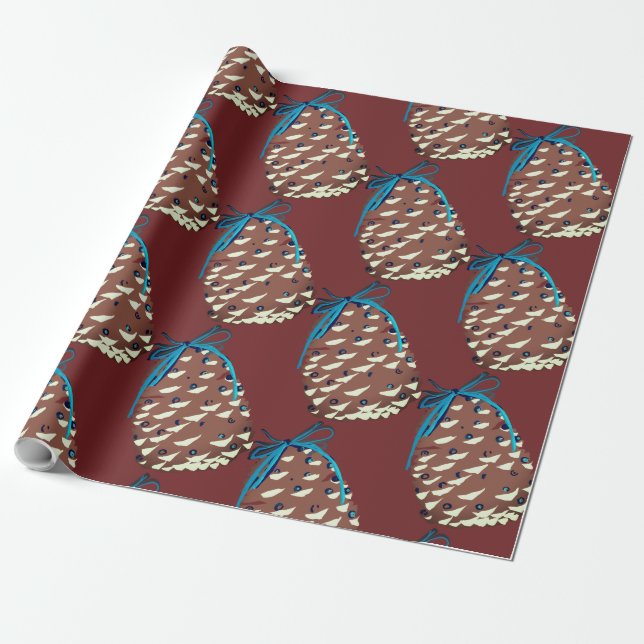 Holiday Pinecones Wrapping Paper Geschenkpapier (Ungerollt)