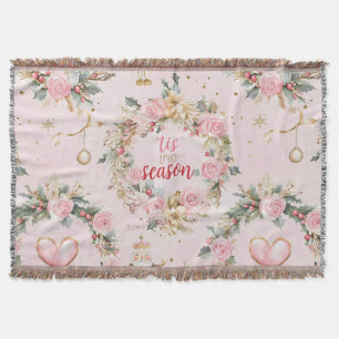 Holiday Pink Frohe Weihnachts Beaux Wreath Custom Decke