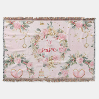 Holiday Pink Frohe Weihnachts Beaux Wreath Custom Decke