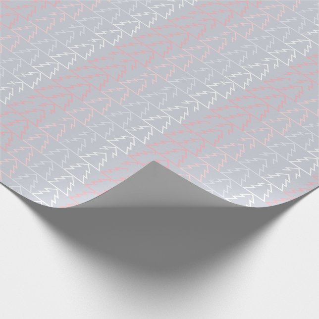 Holiday Pink Gray Weihnachtsbaumen Moderne Geschenkpapier (Ecke)