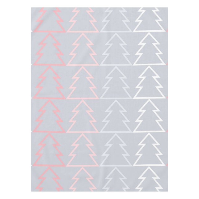 Holiday Pink Gray Weihnachtsbaumen Moderne Tischdecke (Vorderseite)