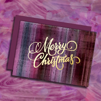 Holiday Pink Karierte Weihnachtskarte Folien Feiertagskarte