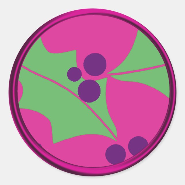 Holiday Pink Lila Holly Berries Umschlag Aufkleber (Vorderseite)