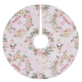 Holiday Pink Merry Nutcracker Beaux Custom Message Polyester Weihnachtsbaumdecke