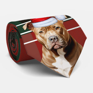 Holiday Pit Bull Terrier Red Green Kariert Weihnac Krawatte