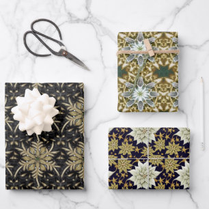 Holiday Poinsettia Fraktal Pattern Geschenkpapier Set