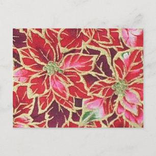 Holiday Poinsettia Red Gold Pink Burgund Postcard Feiertagspostkarte