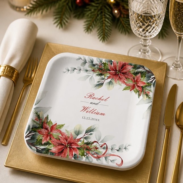 Holiday Poinsettia Wedding Paper Tellers Pappteller (Von Creator hochgeladen)