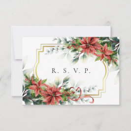 Holiday Poinsettia Wedding RSVP Card Karte
