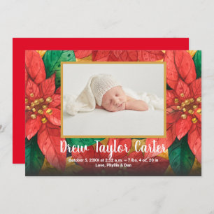 Holiday Poinsettias Baby Foto Geburtsankündigungen