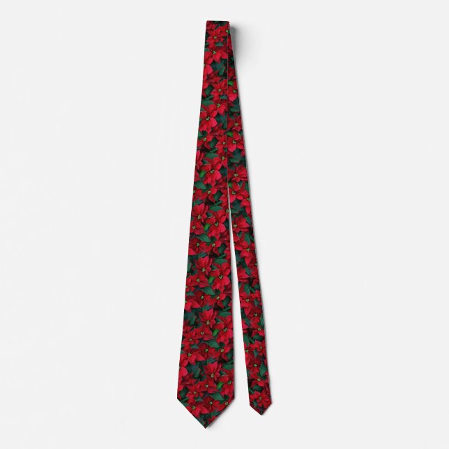 Holiday Poinsettias Christmas Flowers Floral Tie Krawatte (Vorderseite)