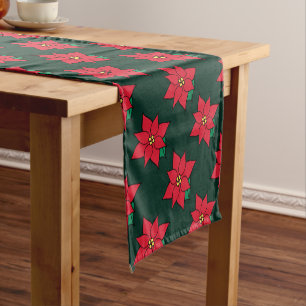 Holiday Poinsettias Table Runner Kurzer Tischläufer