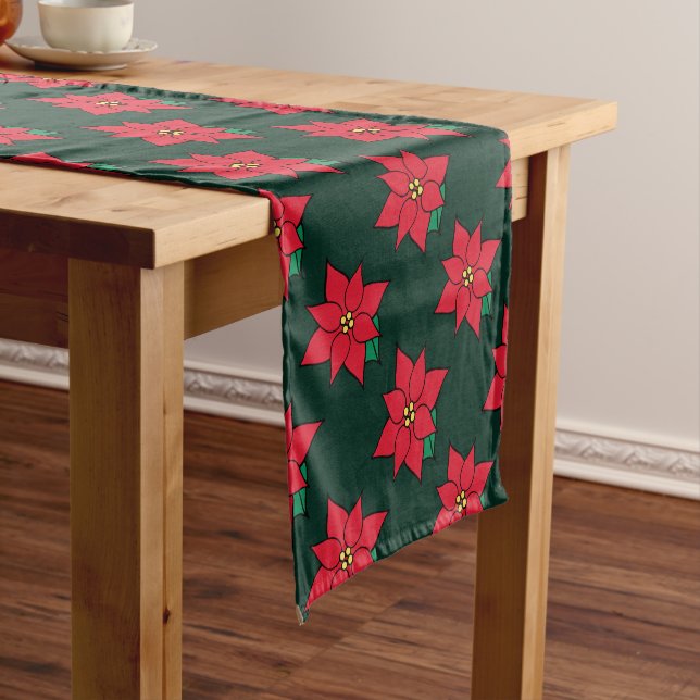 Holiday Poinsettias Table Runner Kurzer Tischläufer (Beispiel)
