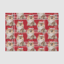 Holiday Pomeranian Dog Red Plaid Christmas Seidenpapier
