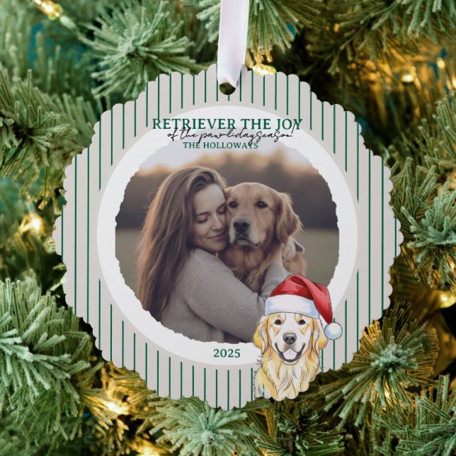 Holiday Pun Watercolor Golden Retriever Ornament Karte (Insitu (Baum))