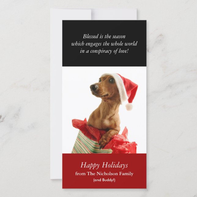 Holiday Puppy Foto Card Feiertagskarte (Vorderseite)
