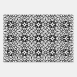 Holiday Quatrefolie in Rot, Grün und Schwarz Geschenkpapier Set