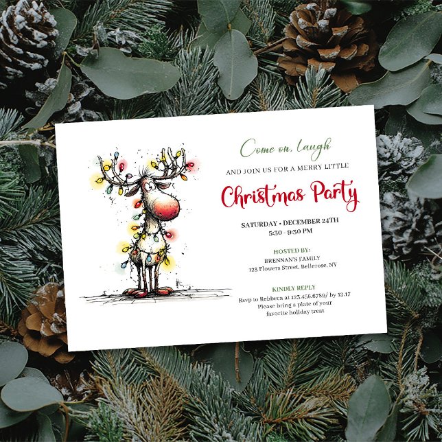 Holiday quirky reindeer Christmas party invite Einladung (Holiday quirky reindeer Christmas party invite

)