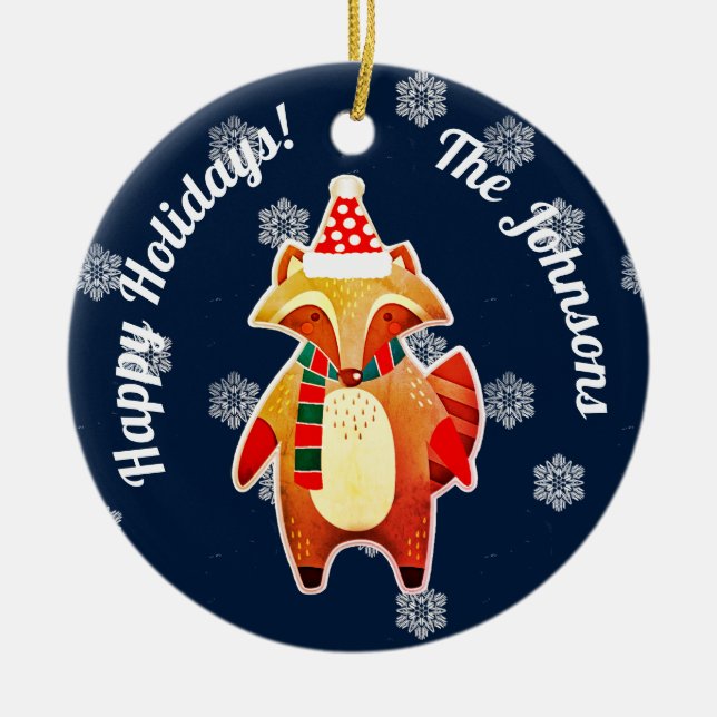 Holiday Raccoon Keramik Ornament (Vorne)