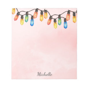 Holiday Rainbow Weihnachtslichter Personalisiert N Notizblock