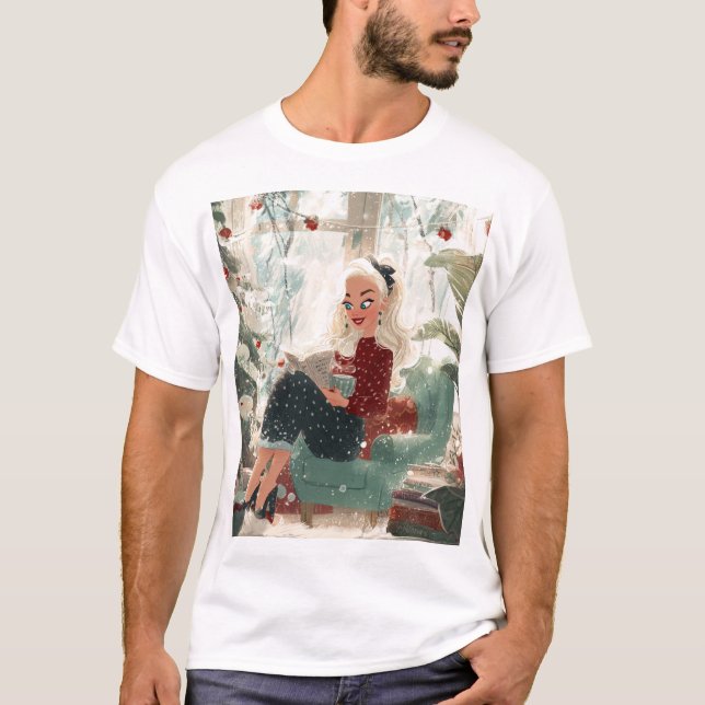 Holiday Reading Glow – Cozy Christmas Retreat T-Shirt (Vorderseite)