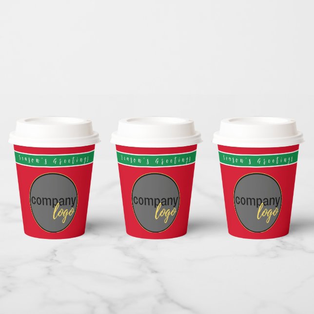 HOLIDAY RED and GREEN BUSINESS LOGO FIRMA Pappbecher (Multi)