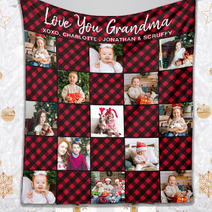 Holiday Red Buffalo Kariert Custom 13 Foto Collage Fleecedecke