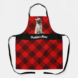 Holiday Red Buffalo Plaid Pug Santa Dog Christmas Schürze