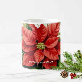 Holiday Red Christmas Poinsettia Personalisiert Kaffeetasse