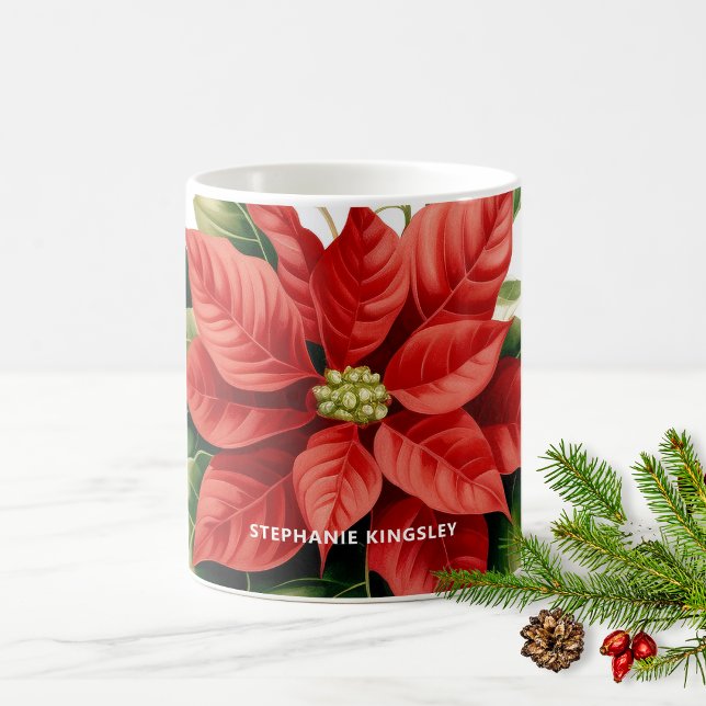 Holiday Red Christmas Poinsettia Personalisiert Kaffeetasse (Von Creator hochgeladen)