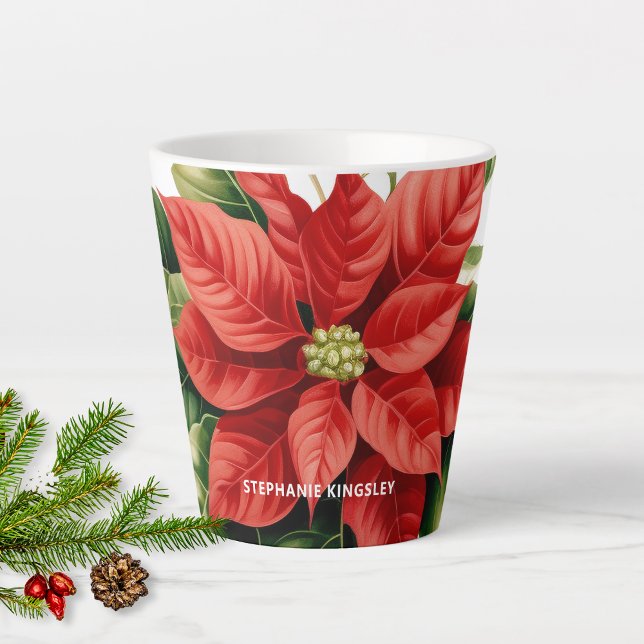 Holiday Red Christmas Poinsettia Personalisiert Milchtasse (Von Creator hochgeladen)