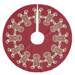 Holiday Red Gingerbread Boys Weihnachtsbaumrock Polyester Weihnachtsbaumdecke
