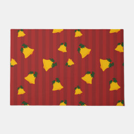 Holiday Red Gold Stripe Bells Christmas Fußmatte