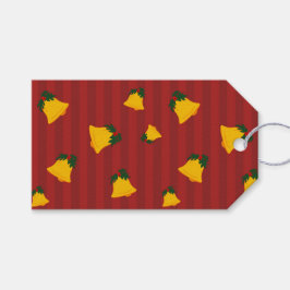 Holiday Red Gold Stripe Bells Christmas Geschenkanhänger