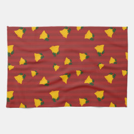 Holiday Red Gold Stripe Bells Christmas Geschirrtuch