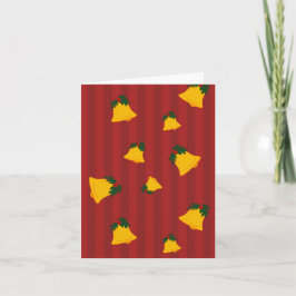 Holiday Red Gold Stripe Bells Christmas Karte