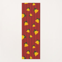 Holiday Red Gold Stripe Bells Christmas Yogamatte
