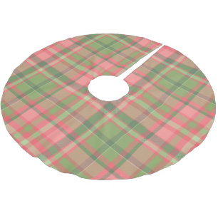 Holiday Red Green Tartan Kariert Polyester Weihnachtsbaumdecke