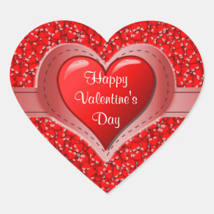 Holiday Red Hearts Happy Valentine's Day Herz-Aufkleber