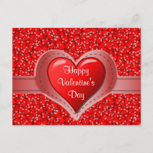 Holiday Red Hearts Happy Valentine's Day Postkarte