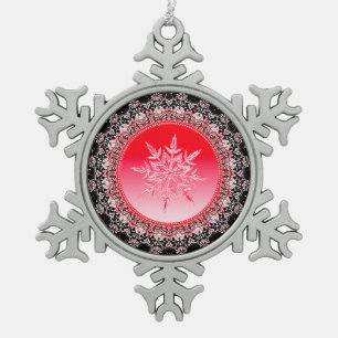 Holiday Red Ice Schneeflocken Zinn-Ornament