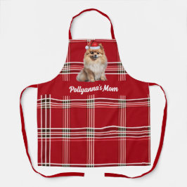 Holiday Red Plaid Pomeranian Santa Dog Christmas Schürze