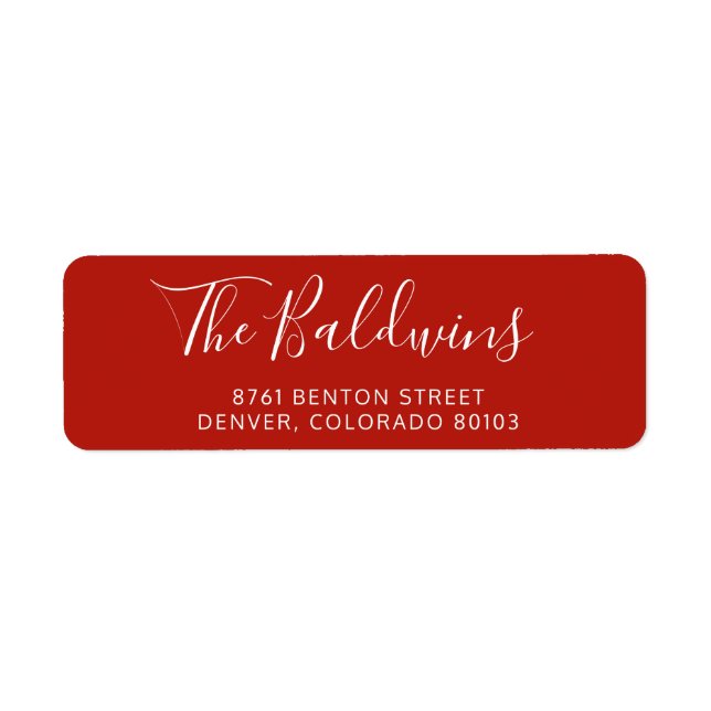 Holiday Red Script Name Rücksendeadresse (Vorne)