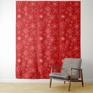 Holiday Red Snowflake Wall Tapestes Wandteppich